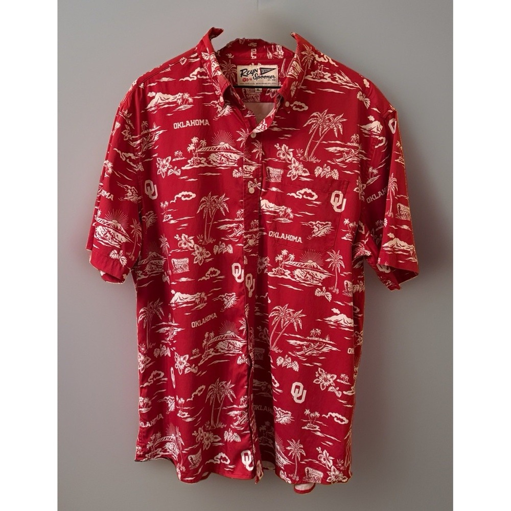 Reyn Spooner Oklahoma Sooners Hawaiian Shirt Mens XL Crimson Aloha OU